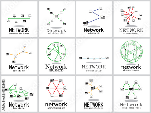 Computer Network Icons Set - Isolated On White Background - Vector Illustration