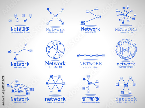 Computer Network Icons Set - Isolated On Gray Background - Vector Illustration, Graphic Design. For Web,Websites,App, Print,Presentation Templates,Mobile Applications And Promotional Materials