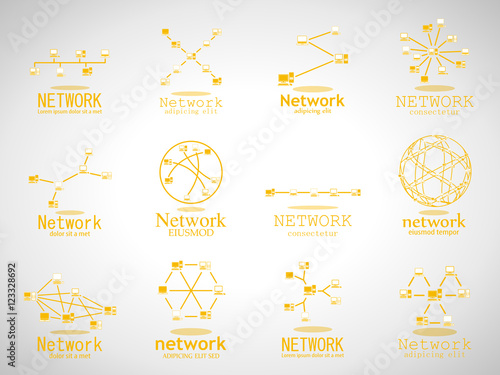 Computer Network Icons Set - Isolated On Gray Background - Vector Illustration, Graphic Design. For Web,Websites,App, Print,Presentation Templates,Mobile Applications And Promotional Materials
