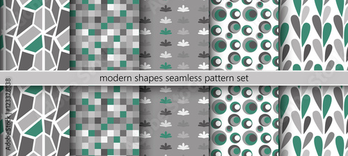 Modern shapes seamless pattern set