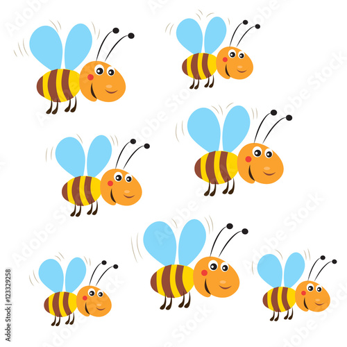 Funny Flying Bees. Isolated Vector On A White Background. Bee. Bee Toy. Bee Costume. Honey Bees. Flying Honey Bees. Bees Flying Around. Bees Flying Aerodynamics. Bees Not Flying. Bee God. © kotjarko