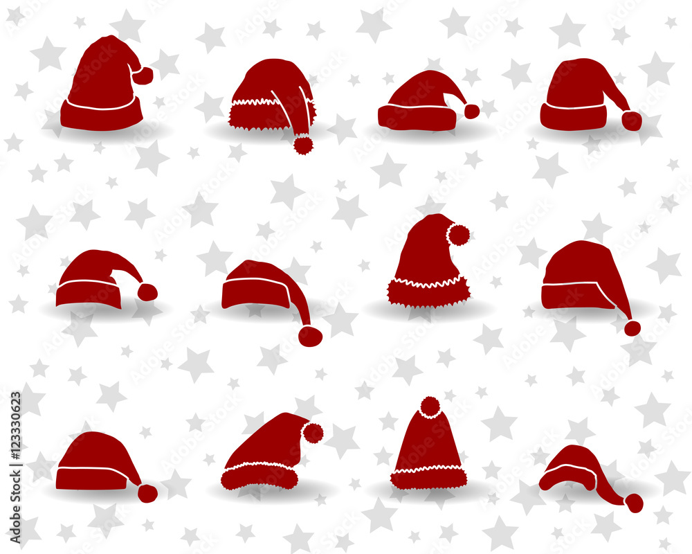 Weihnachten Mütze Iconset Rot (Sterne) Adobe Stock