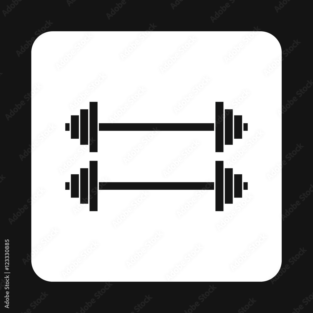 Two barbells icon in simple style on a white background