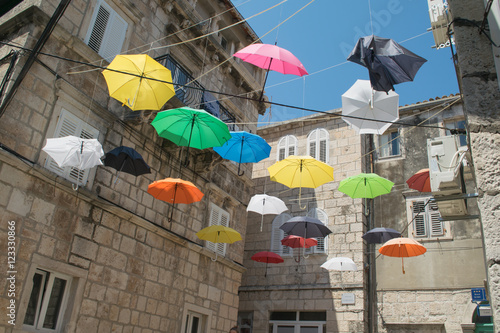 Rainbow Umbrella on Korcula Croatia
