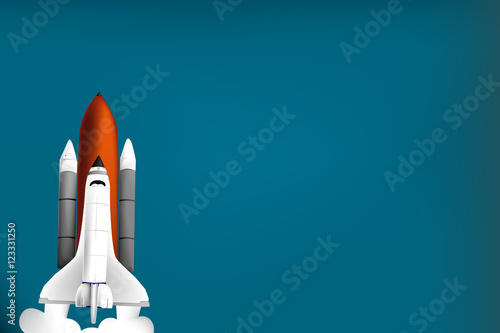 Rakete auf blauem Hintergrund
