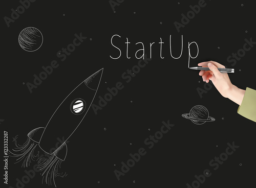 StartUp concept with hand