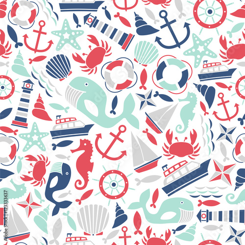 seamless pattern with sea icons