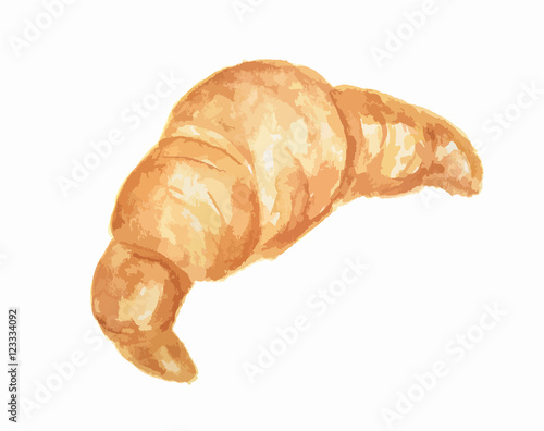 Isolated watercolor croissant on white background. French cuisine. Fresh pastry for breakfast.