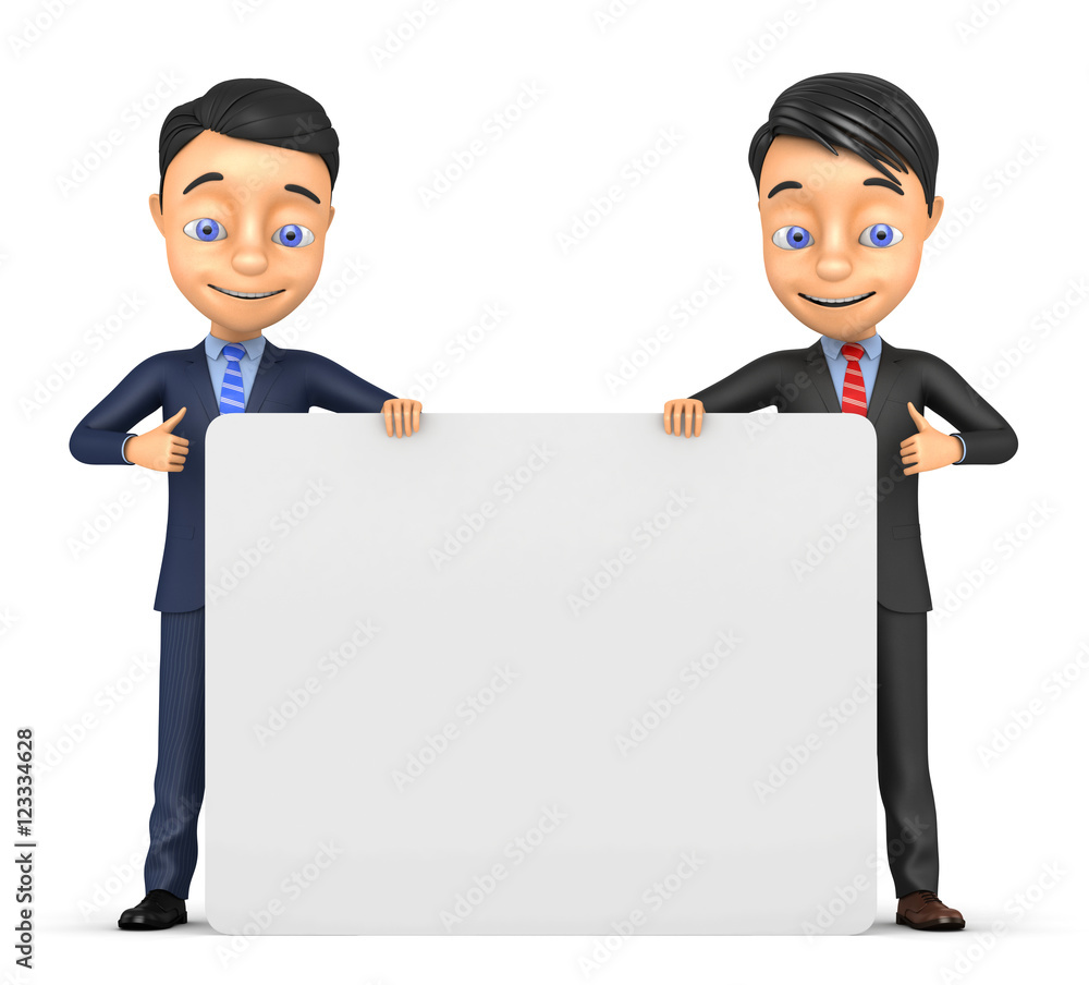 3D two cheerful businessman on a white background 3D two cheerful businessman on a white background