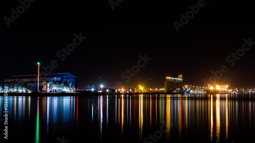 Newcastle harbor at night