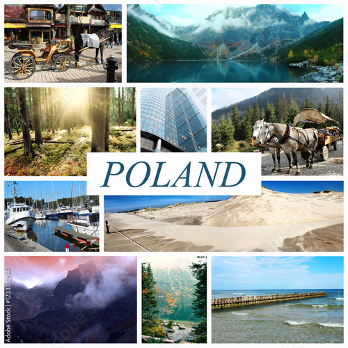 
Collage on the theme of travel in Poland
