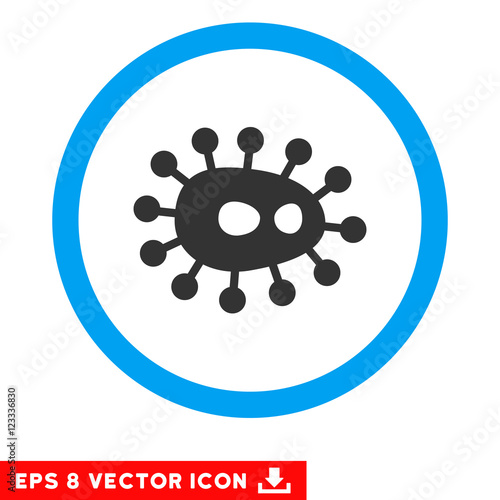 Rounded Bacilla EPS vector pictogram. Illustration style is flat icon symbol inside a blue circle.