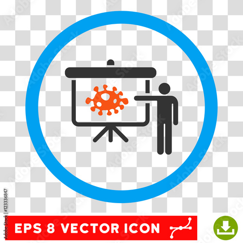 Rounded Bacteria Lecture EPS vector icon. Illustration style is flat icon symbol inside a blue circle.