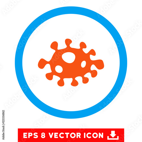 Rounded Bacteria EPS vector icon. Illustration style is flat icon symbol inside a blue circle.