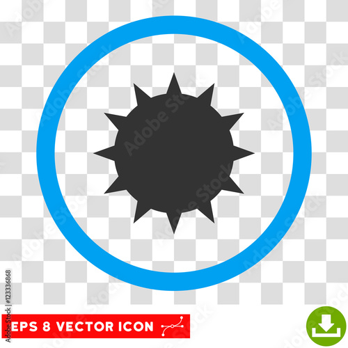 Rounded Bacterium EPS vector pictograph. Illustration style is flat icon symbol inside a blue circle.