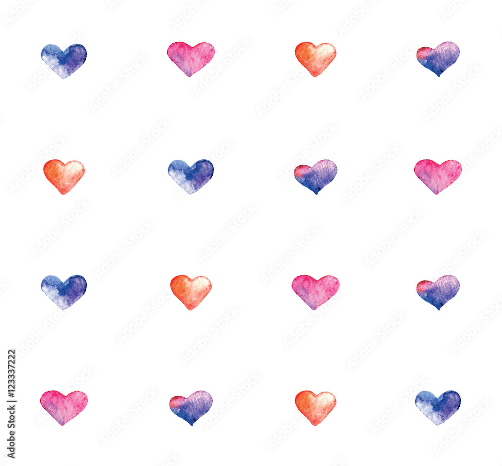 Pattern with watercolor hearts Pattern with watercolor hearts
