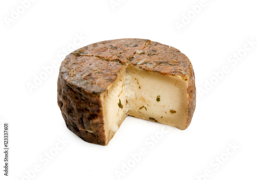 Piece of cheese with on white background