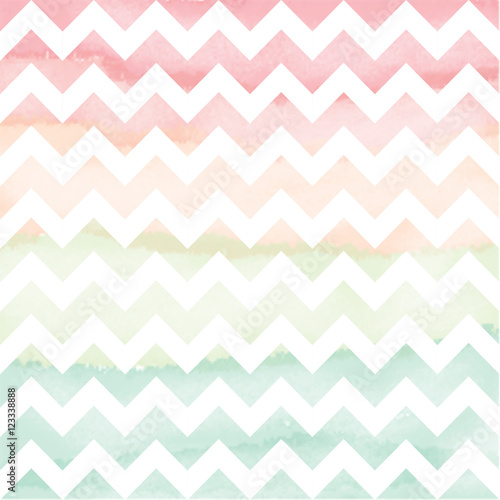 Vector Watercolor Chevron Background. Hand Painted Chevron seamless pattern. Zigzag colorful background.