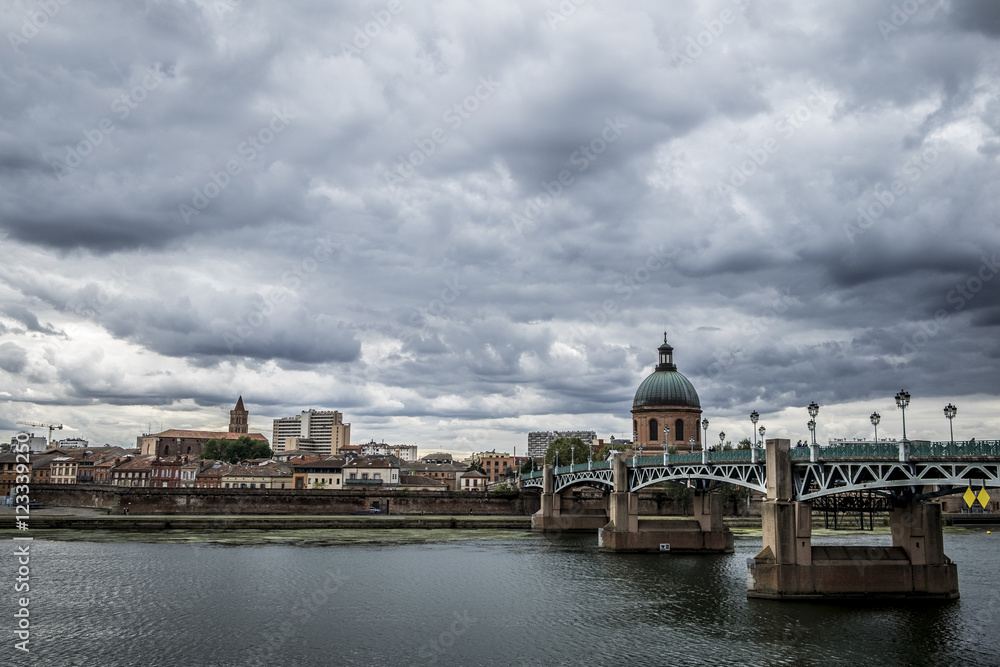 Panoramic of Garonne river in Toulouse France