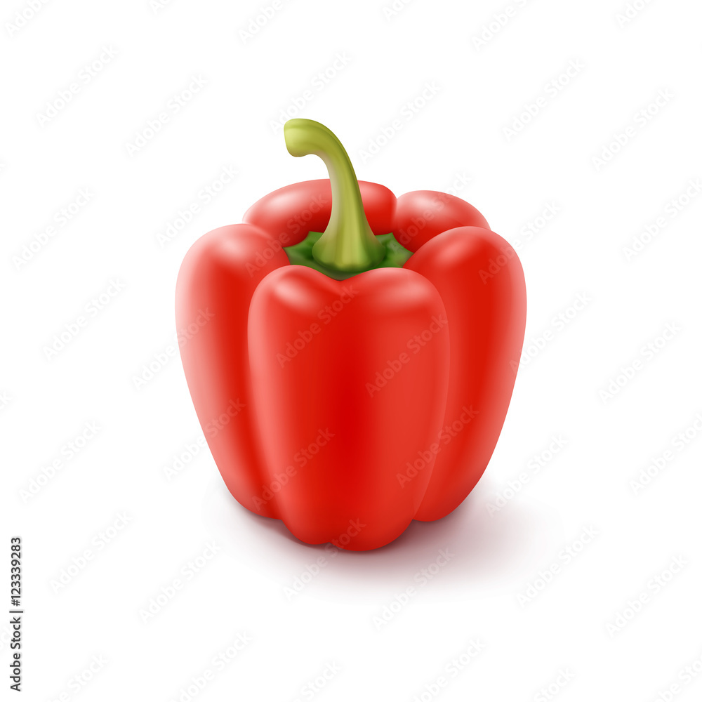 Red Sweet Bulgarian Bell Pepper, Paprika Isolated on White Background Red Sweet Bulgarian Bell Pepper, Paprika Isolated on White Background