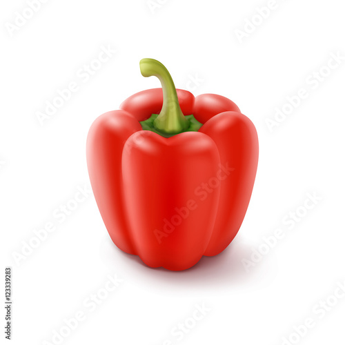 Red Sweet Bulgarian Bell Pepper, Paprika Isolated on White Background