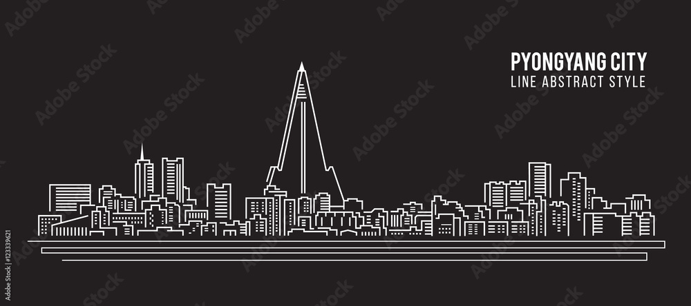 Cityscape Building Line art Vector Illustration design - PyongYang city