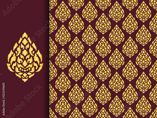 Quadro em tela Asian traditional art Design, Thai traditional background Giant Lai Thai pattern