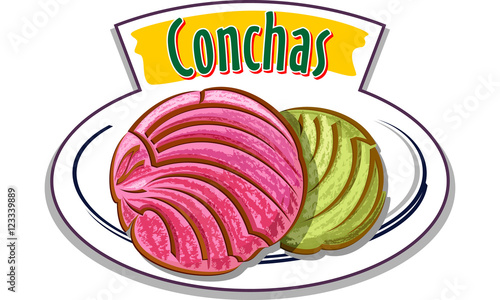 Conchas - Mexican sweet bread - vector