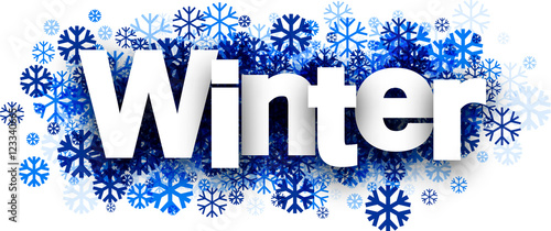 Winter background with blue snowflakes.