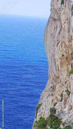 Vertical cliff and sea