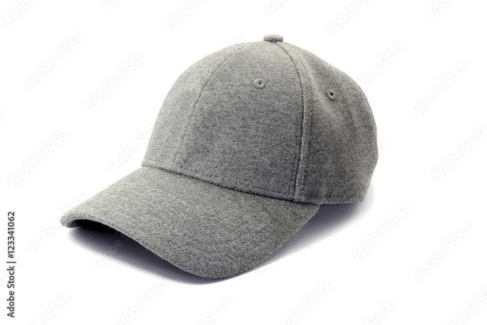 Closeup of the fashion gray cap isolated on white background. Closeup of the fashion gray cap isolated on white background.