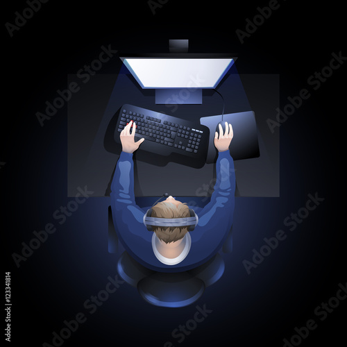 Guy playing the computer