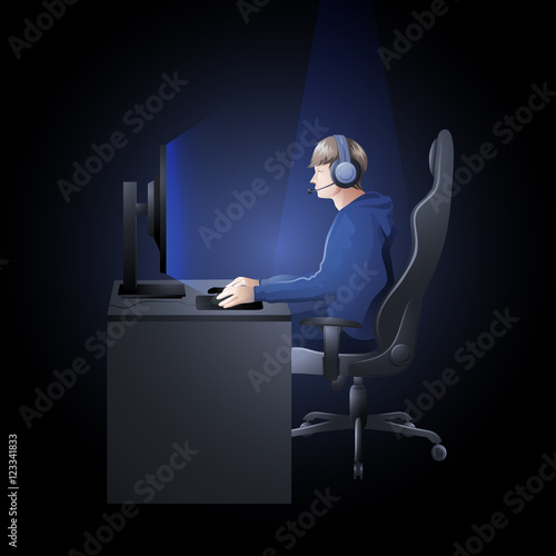 Guy playing the computer