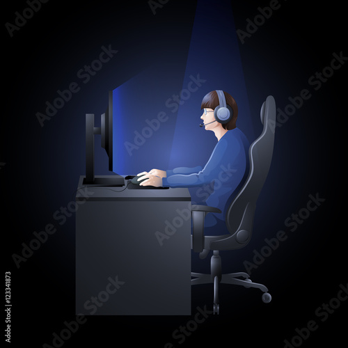 Guy playing the computer