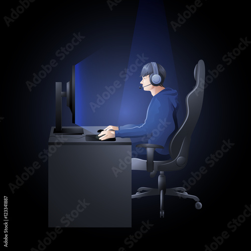 Guy playing the computer