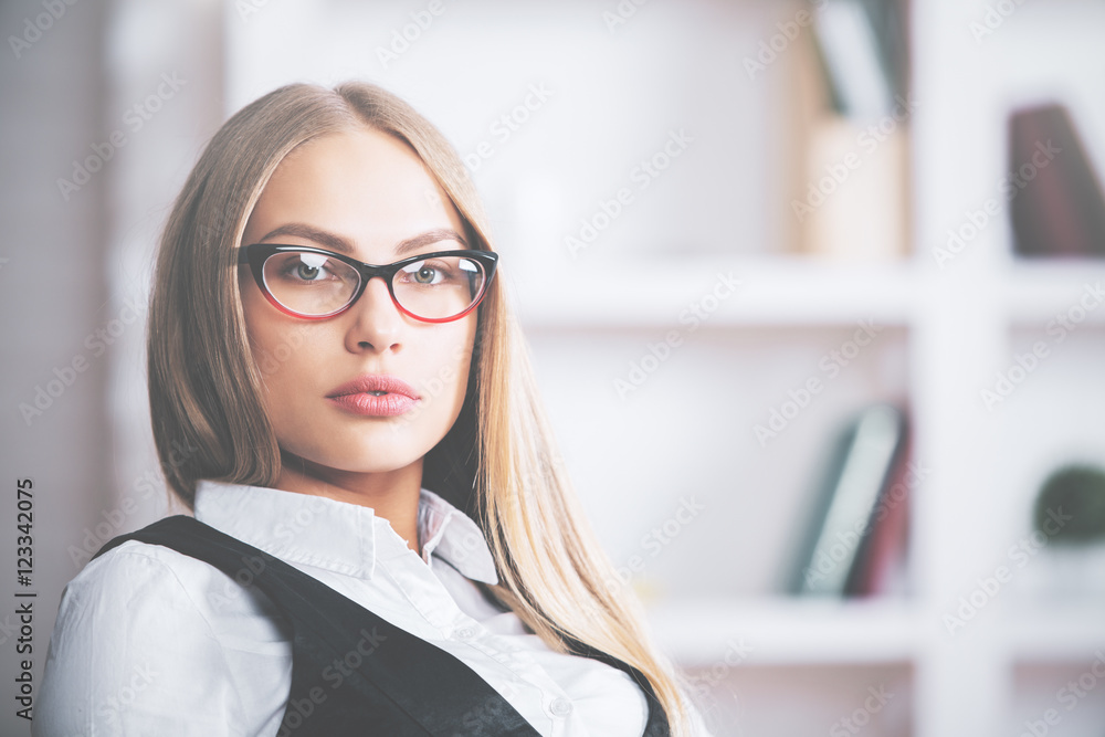 Focused lady in glasses Focused lady in glasses