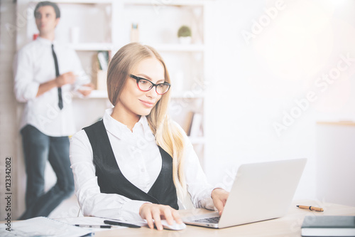 Woman using laptop