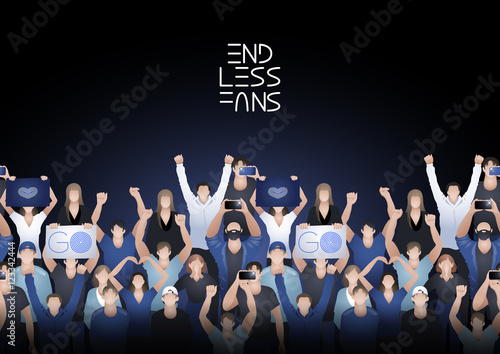 Border with cheering fans