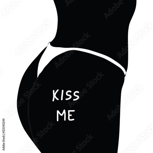 kiss me on ass woman black silhouette illustration