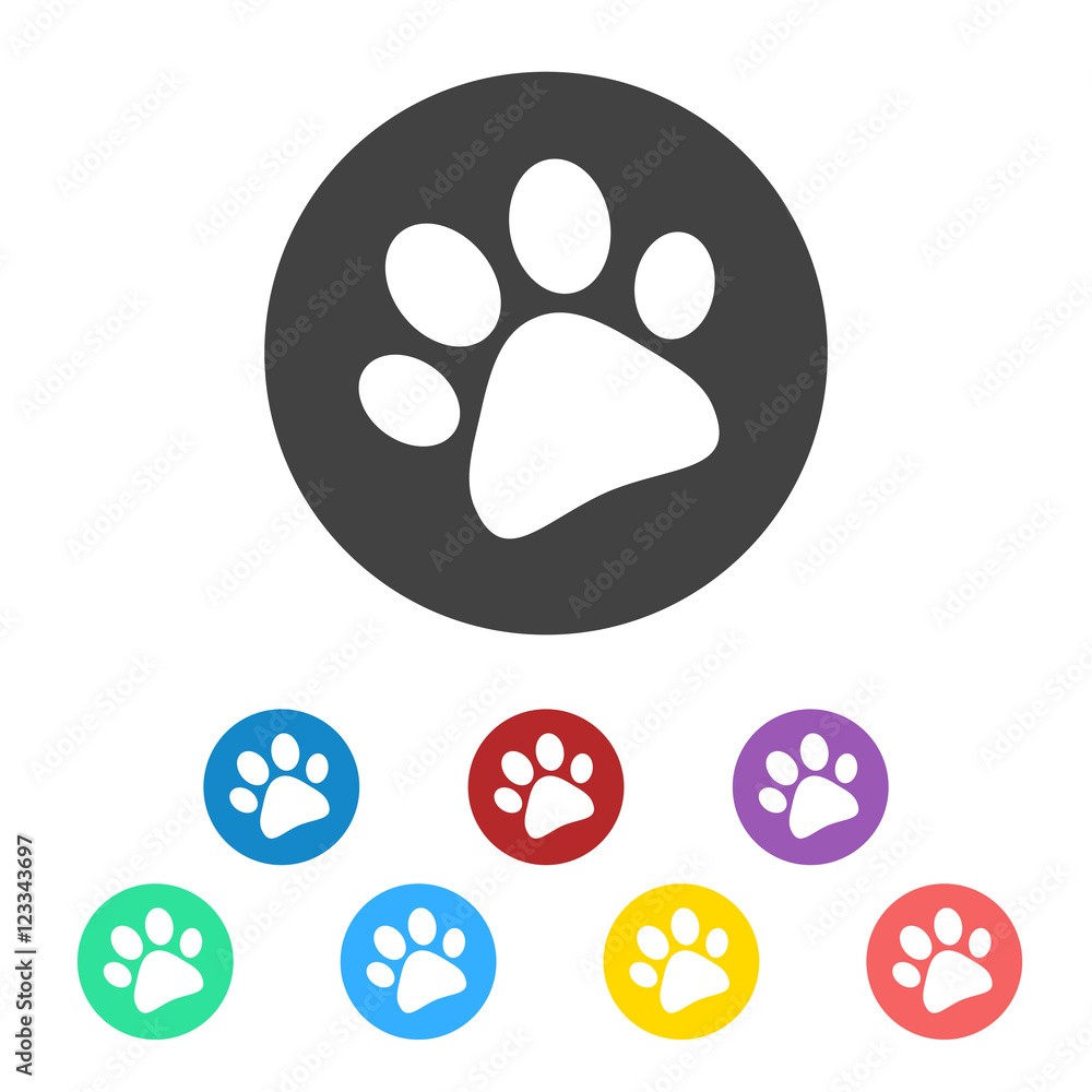 Paw print set vector Paw print set vector