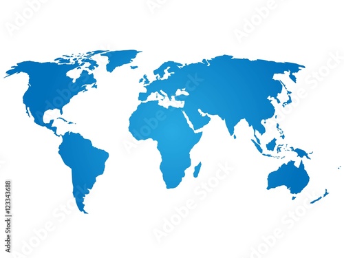 Map of World. Blue silhouette vector illustration with gradient on white background.