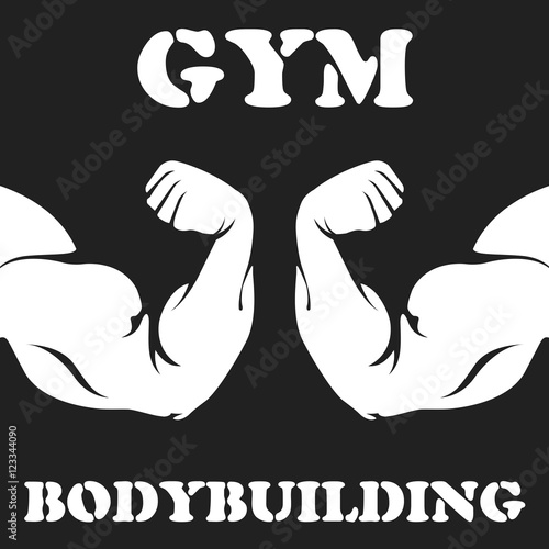 Gym and bodybuilding emblem with biceps