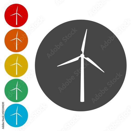 Windmill, Wind turbine icon in circle . Vector illustration 