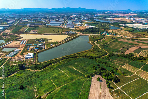 Industrial Estate Land Development Water Reservoir Farming aeria