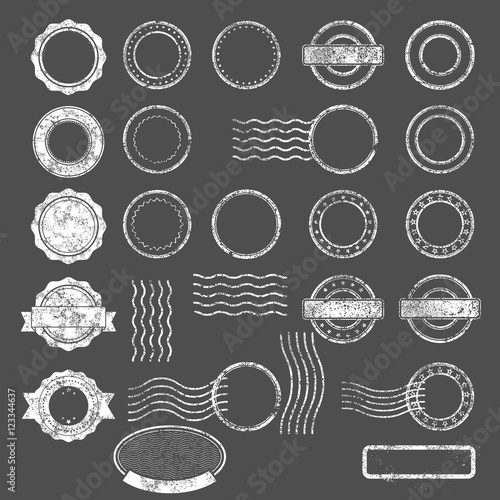 Set of postal stamps blank templates