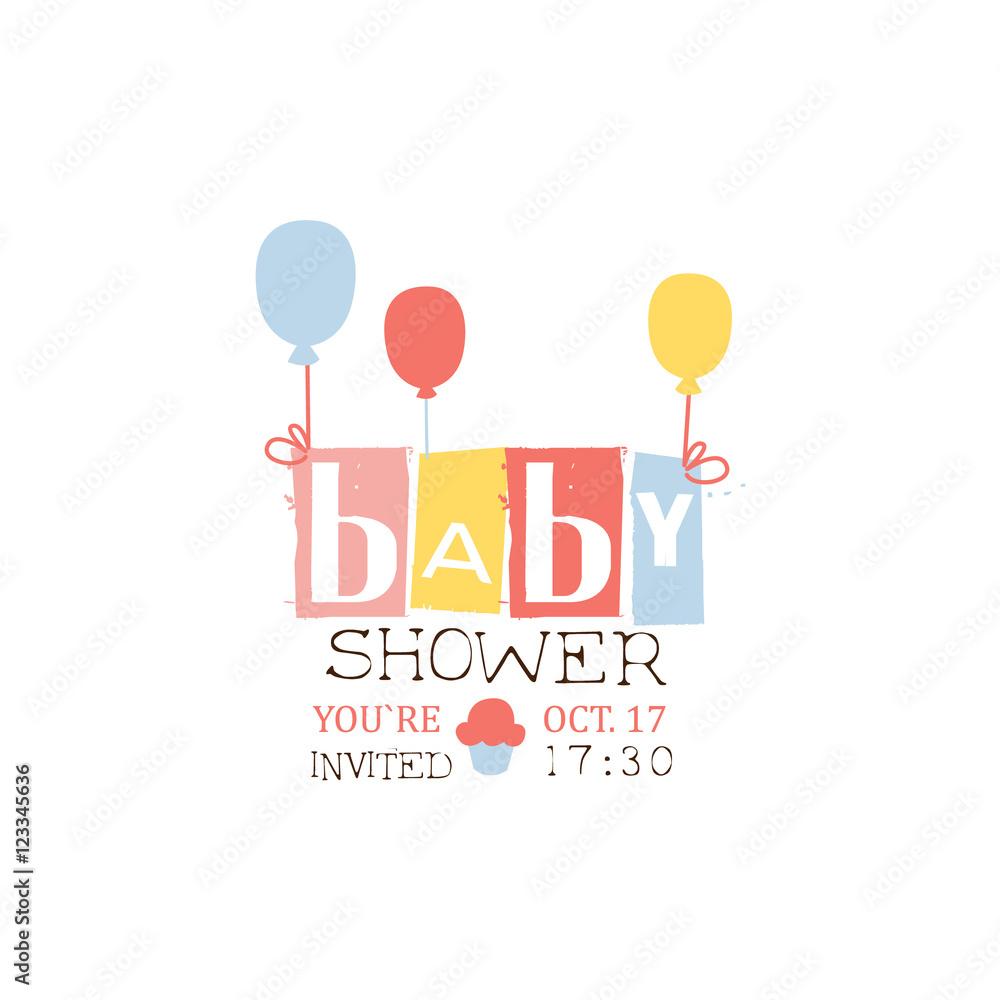 Baby Shower Invitation Design Template With Balloons Baby Shower Invitation Design Template With Balloons