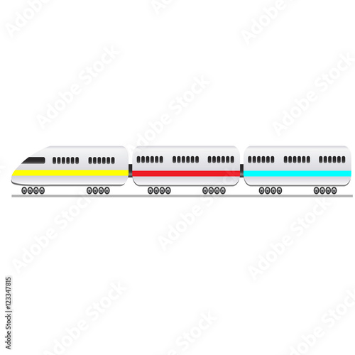 Passenger train on a white