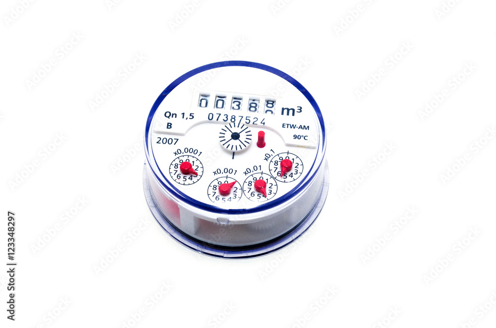 Water meter on white background. Stock-Foto | Adobe Stock