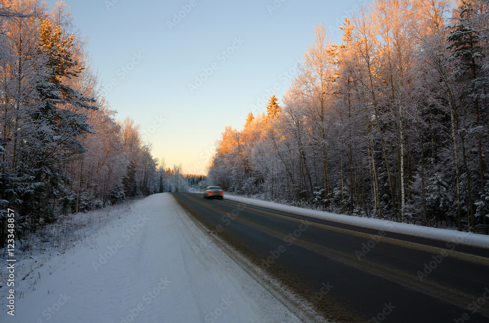 Small country road in winter Small country road in winter