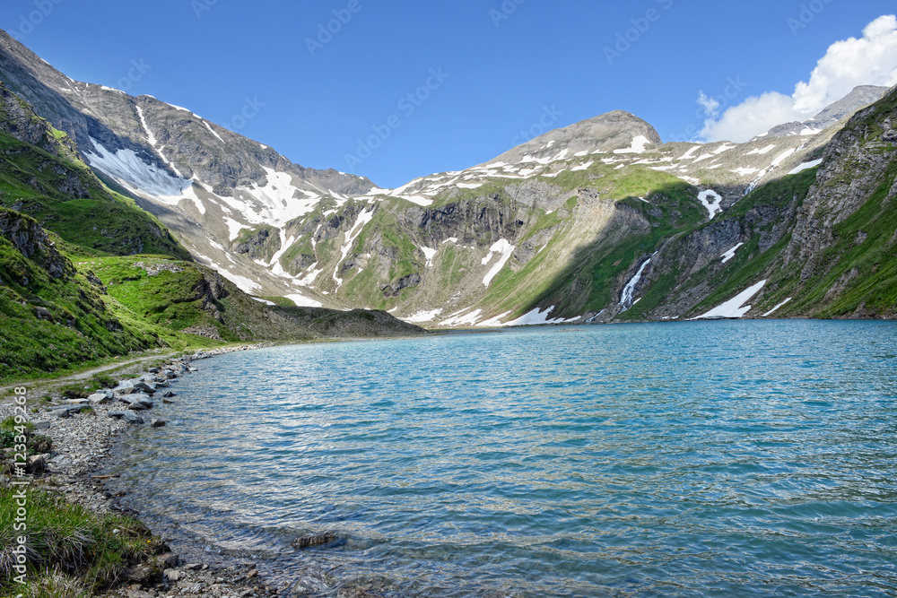 Grossglocker mountain area with snow in summer time